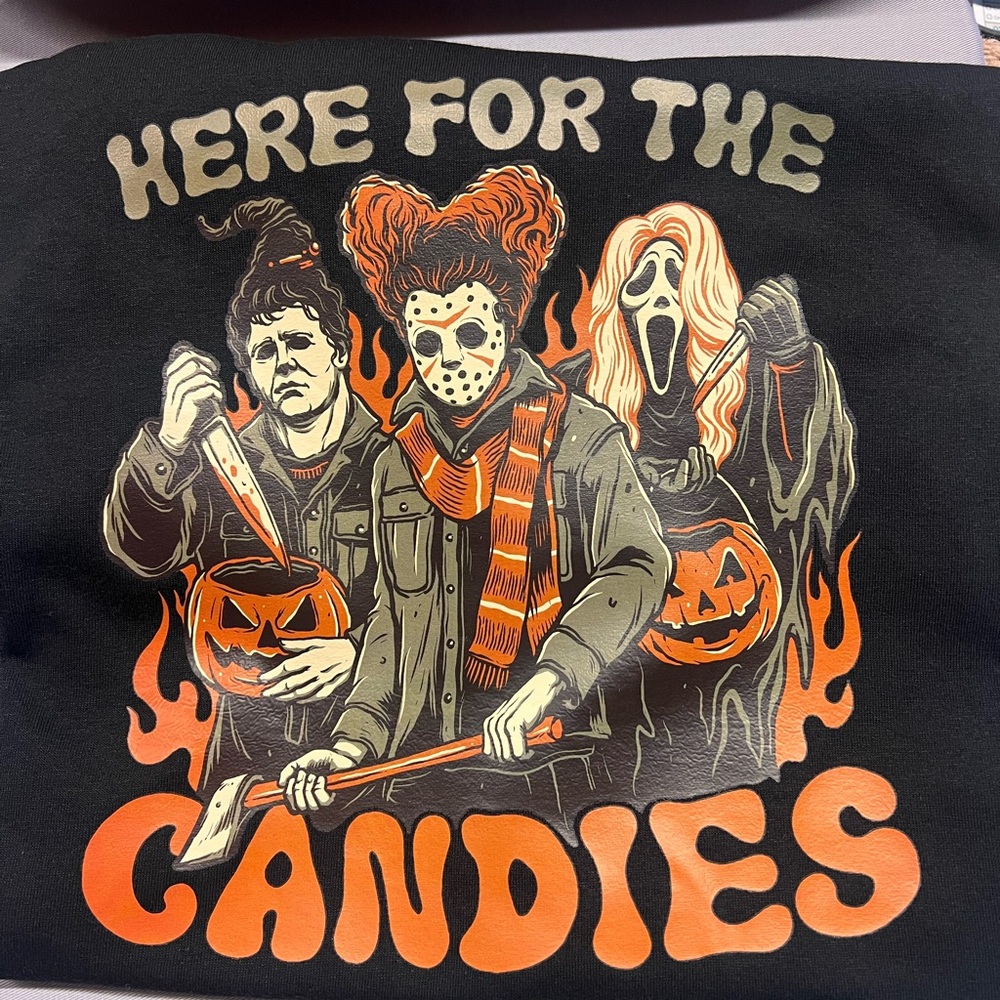 Halloween Graphic Tee with Horror Characters